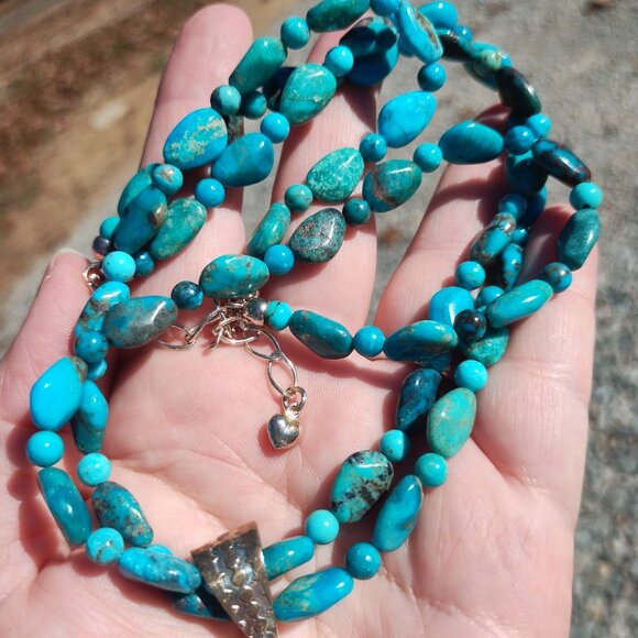 Jay King DTR Mine Finds Two Strand Turquoise Necklace with Pendant 925 Sterling - Picture 8 of 12